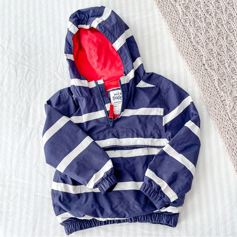 Mini Boden Navy Striped Anorak Size 2-3Y